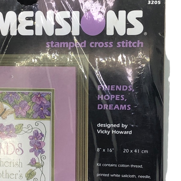 Vtg 2002 DIMENSIONS 8” x 16” Stamped Cross Stitch #3205 FRIENDS, HOPES, DREAMS - Picture 9 of 10